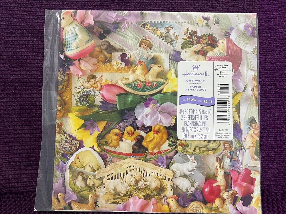 Hallmark wrapping paper easter victorian revival pastel 1980s